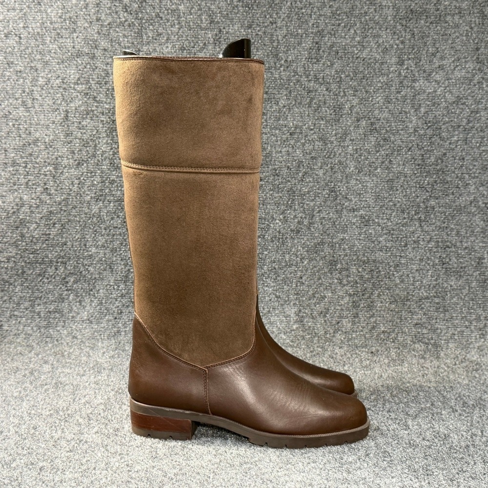 On Five Italian Suede Leather Shearling Boots Women's 8 Brown Knee High Winter